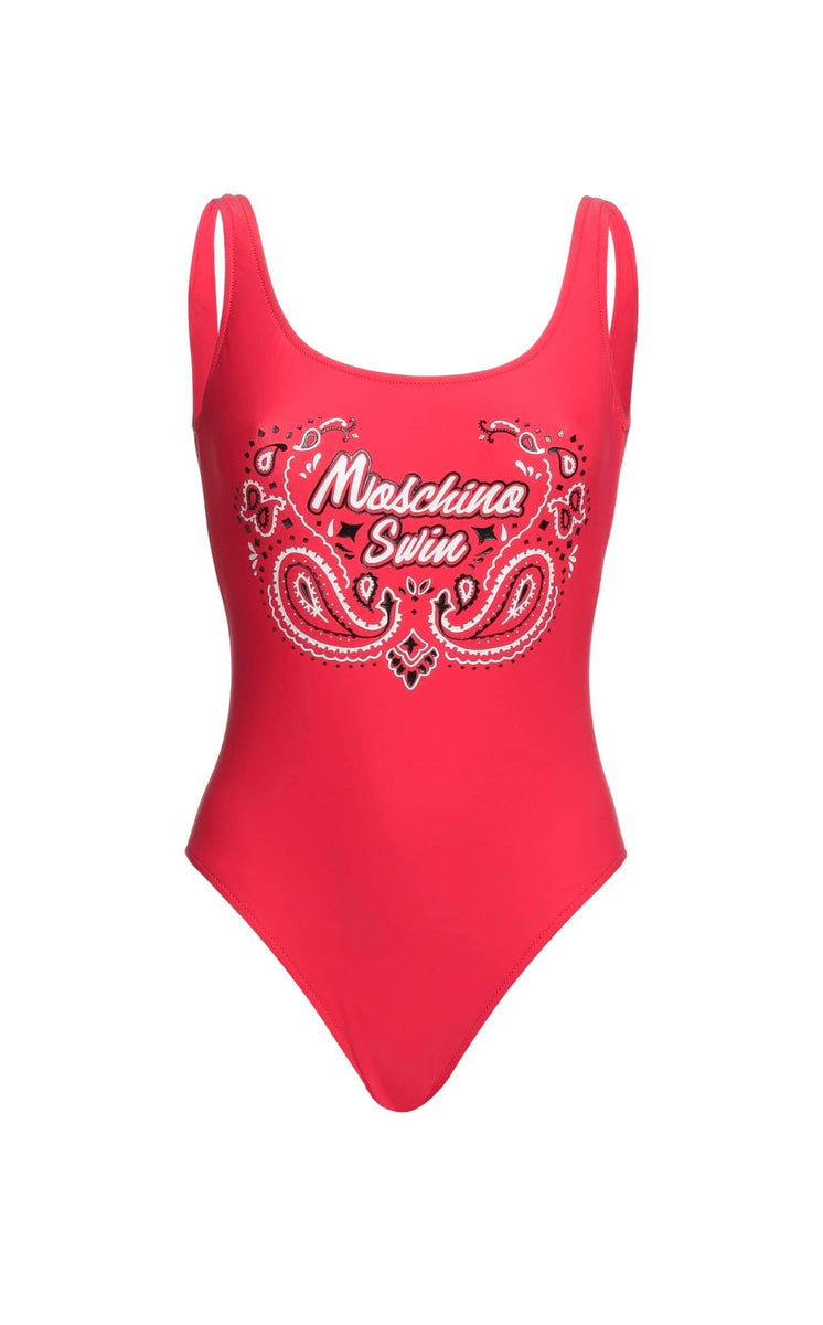 Moschino Red Paisley Bandana Swimsuit 3 colors Stush Fashionista