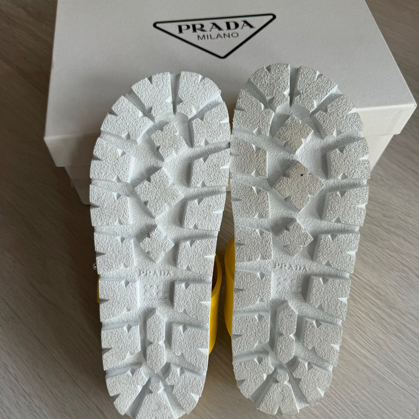 Prada: Yellow Rubber Slides