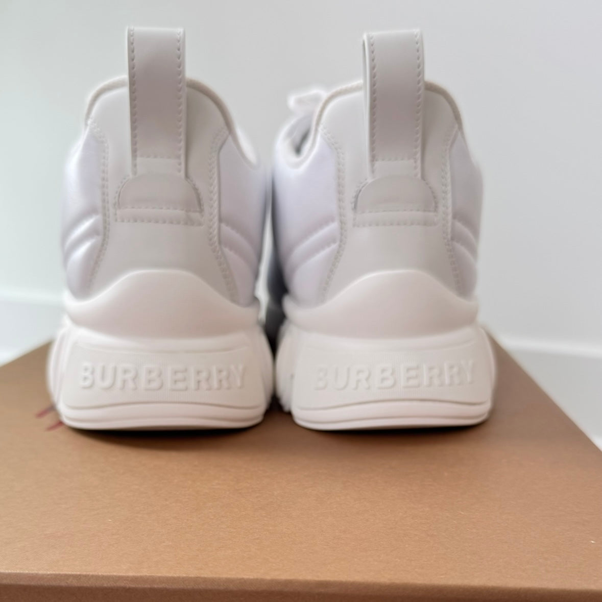 Burberry: Women's White Quilted Sneakers