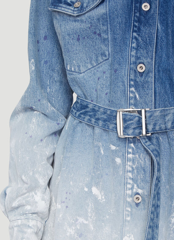 Off-White: This Printed Ombré Denim Dress in Blue