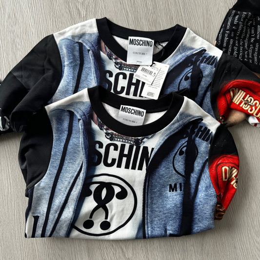 Moschino: Multi Logo Crewneck Sweater