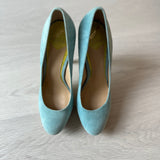 Brian Atwood: Yellow & Blue Suede Pumps