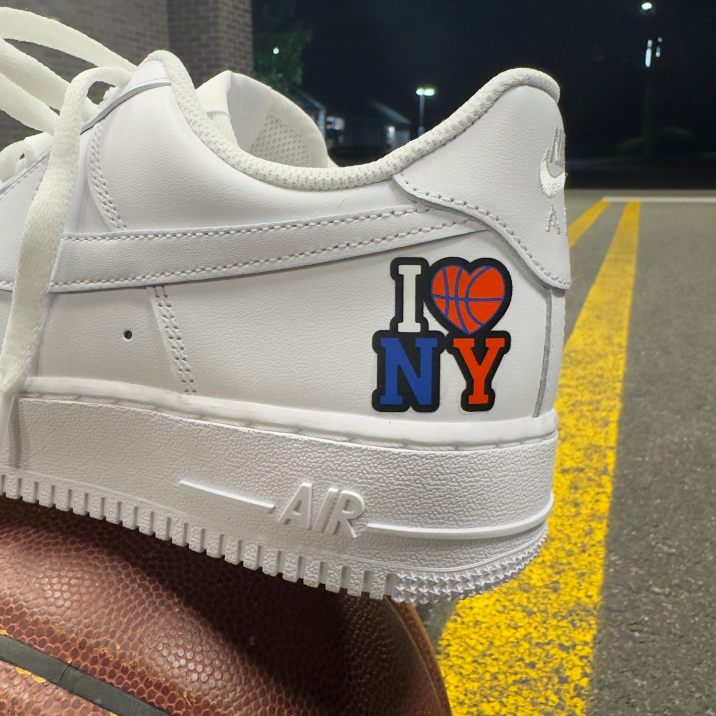 Nike: I Love NY Knicks Air Force 1 Sneakers (Men's)
