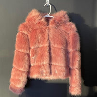 ASOS: Pink Hooded Faux Fur Coat