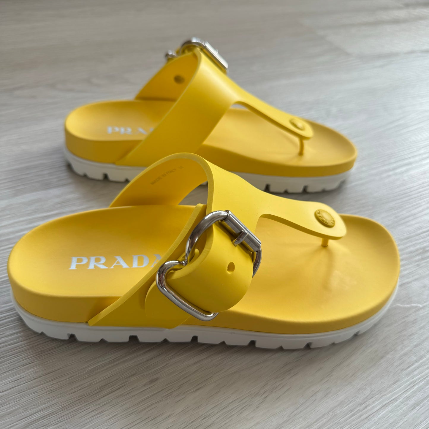 Prada: Yellow Rubber Slides