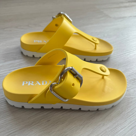 Prada: Yellow Rubber Slides