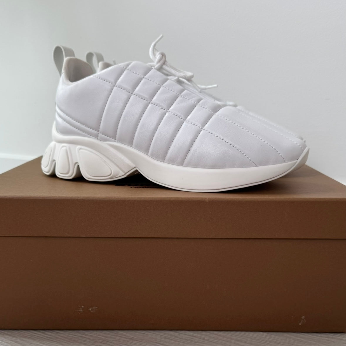 Burberry: Women's White Quilted Sneakers
