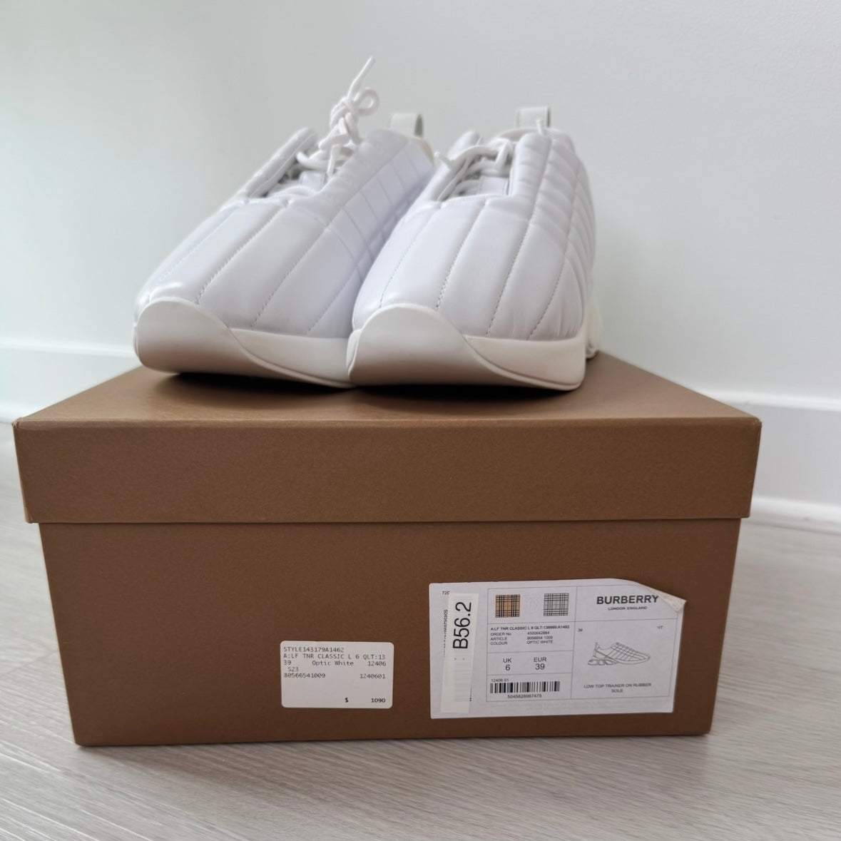 Burberry: Women's White Quilted Sneakers