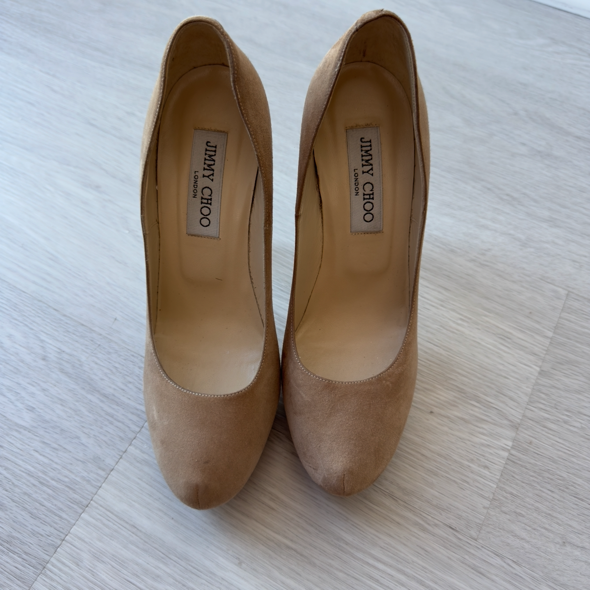 Jimmy Choo: Suede Rhinestone Heel Pumps