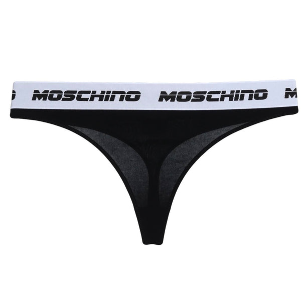 Moschino: Black Logo Thong