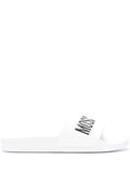 Moschino: White Logo Slides