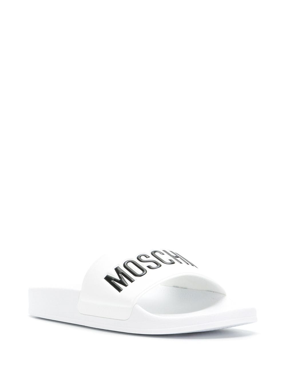 Moschino: White Logo Slides