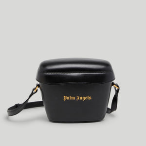 Palm Angels: Black Leather Padlock Bag