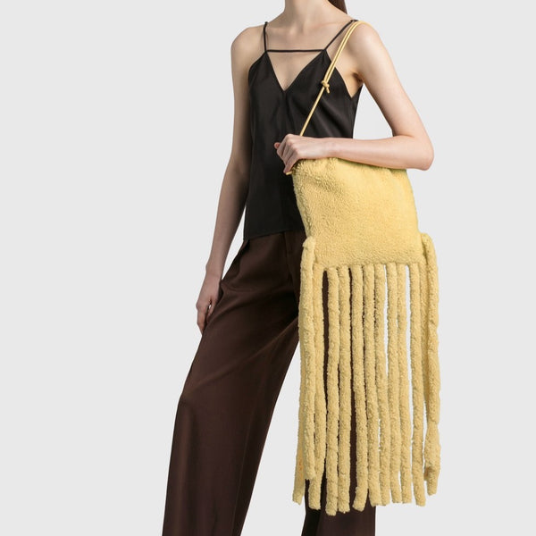 Bottega Veneta: Curly Fringe Shearling Shoulder Bag