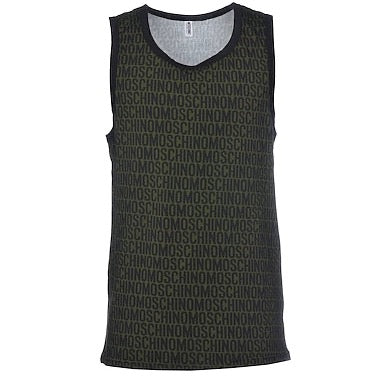 Moschino: Military Green Logo Tank Top