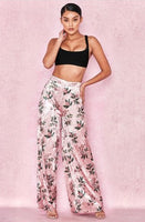 House of CB London: "Randa" Pink Velvet Floral Trousers