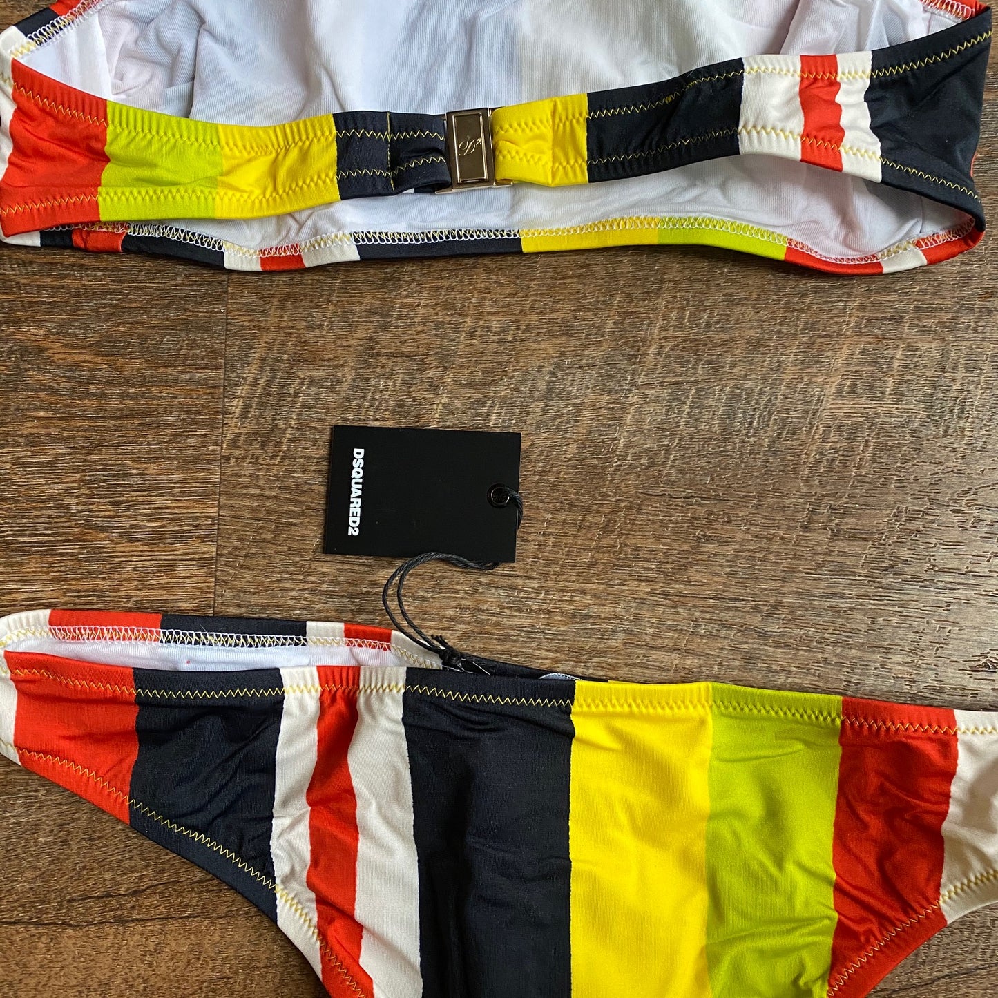 Dsquared2: Striped Bandeau Bikini