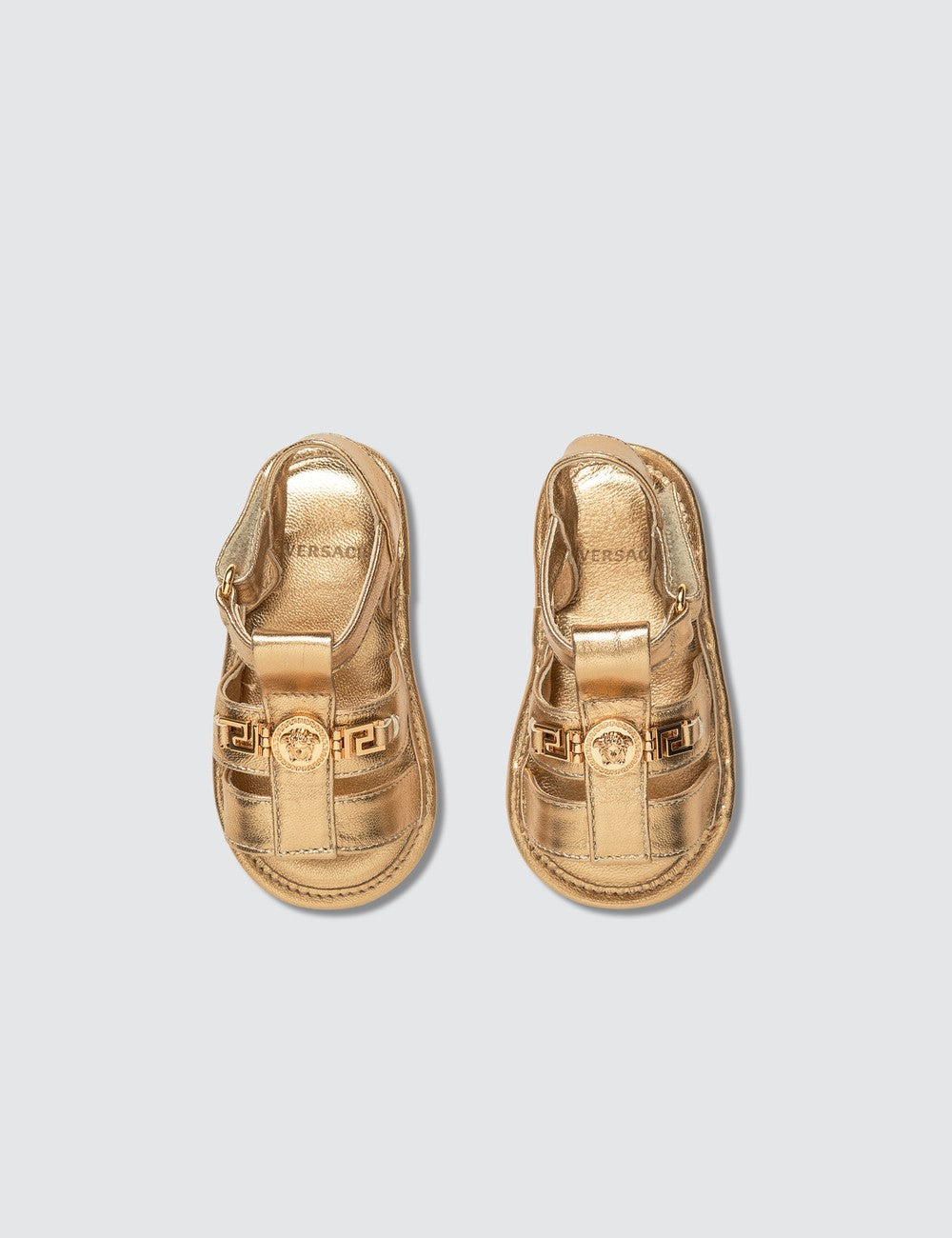 Versace: Young Medusa Gold Sandals