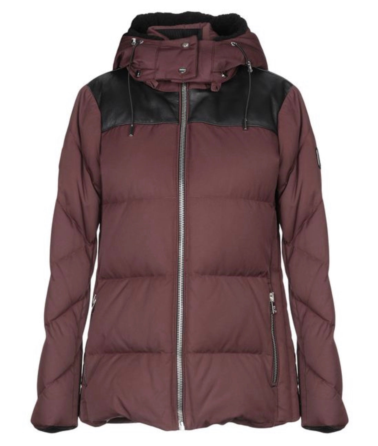 MCM: Brown Down Bubble Coat w/ Leather