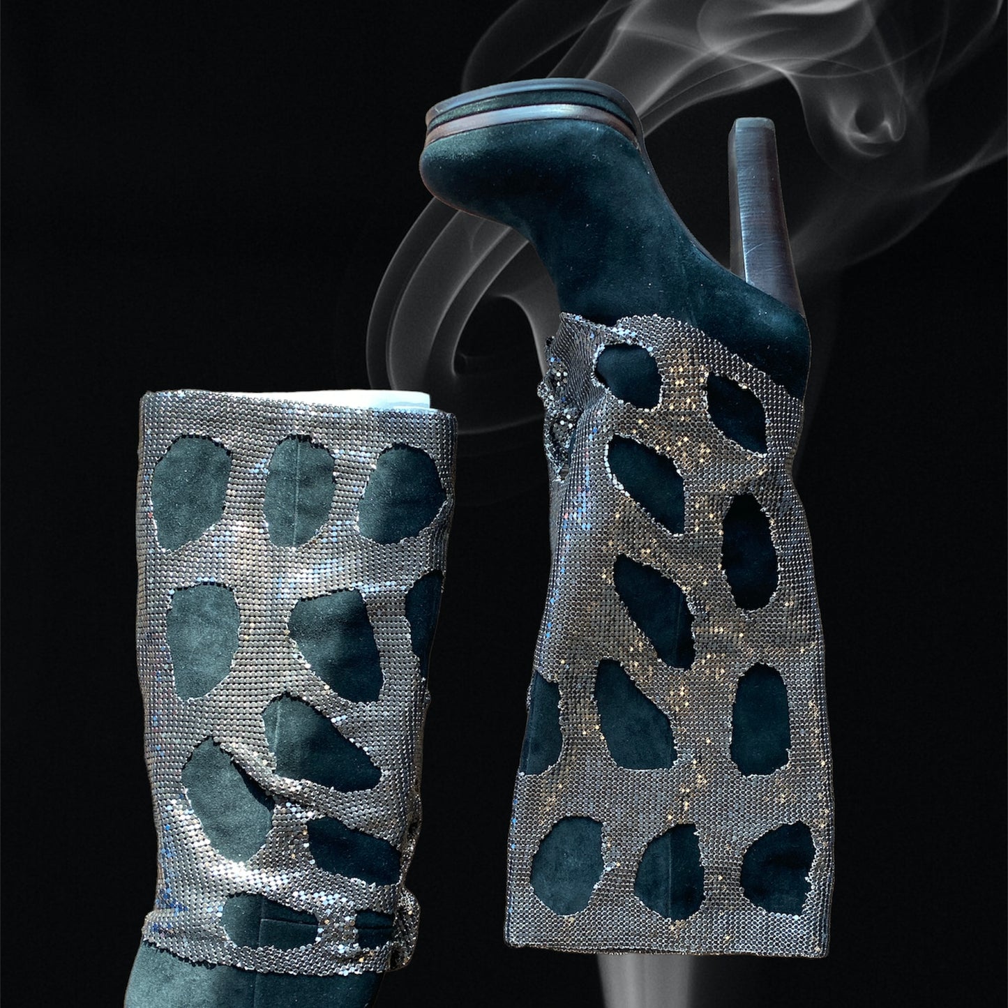 Balmain: Studded Calf Boots Black