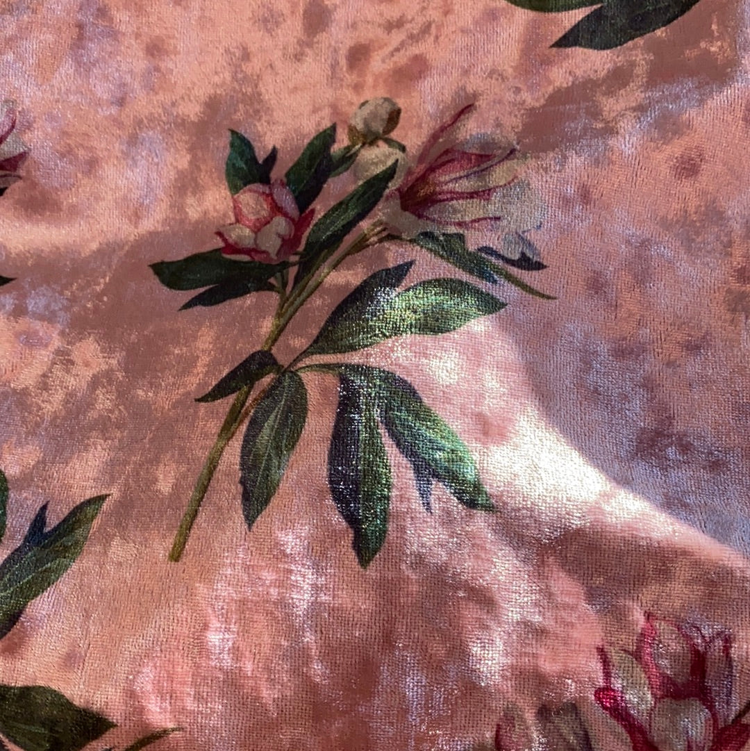 House of CB London: "Randa" Pink Velvet Floral Trousers