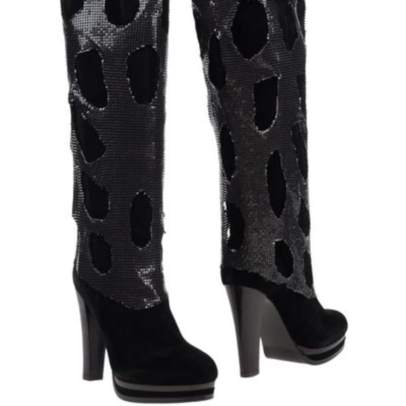 Balmain: Studded Calf Boots Black