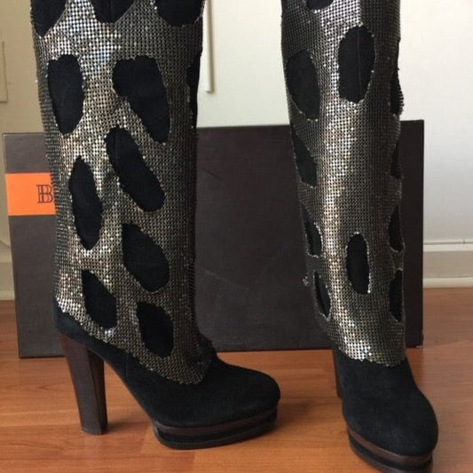 Balmain: Studded Calf Boots Black