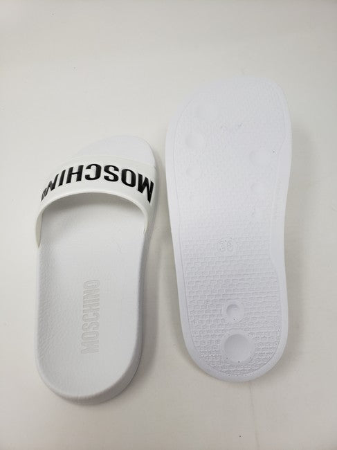 Moschino: White Logo Slides