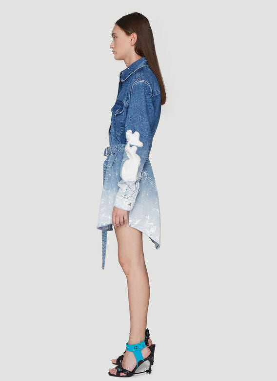 Off-White: This Printed Ombré Denim Dress in Blue